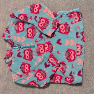 Hanna Andersson Owl Print Fleece Pullover - Blue and Pink